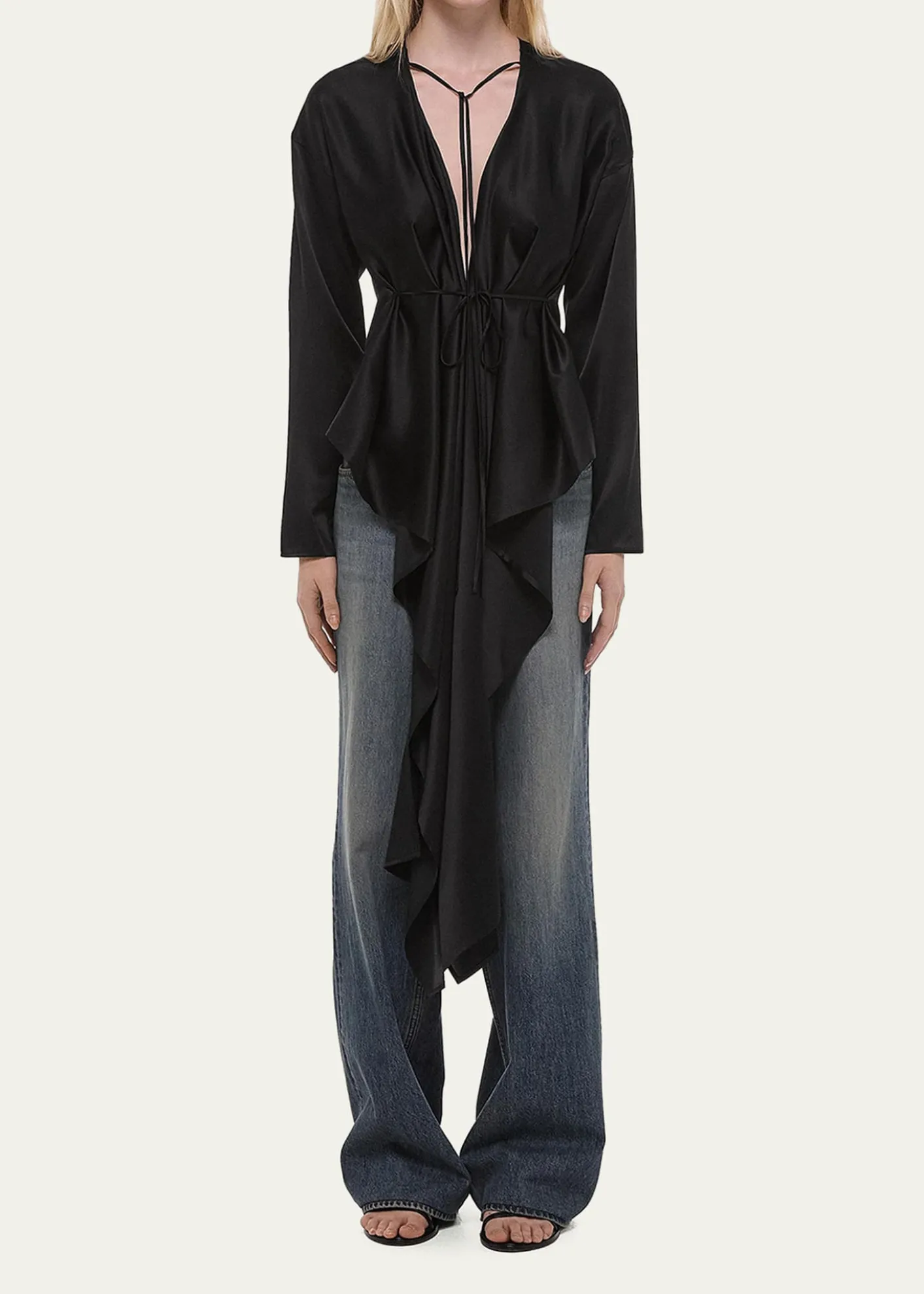 Helmut LangDraped Silk Satin Scarf Top