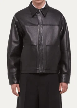 Helmut LangMen's Bonded Leather Snap-Front Jacket
