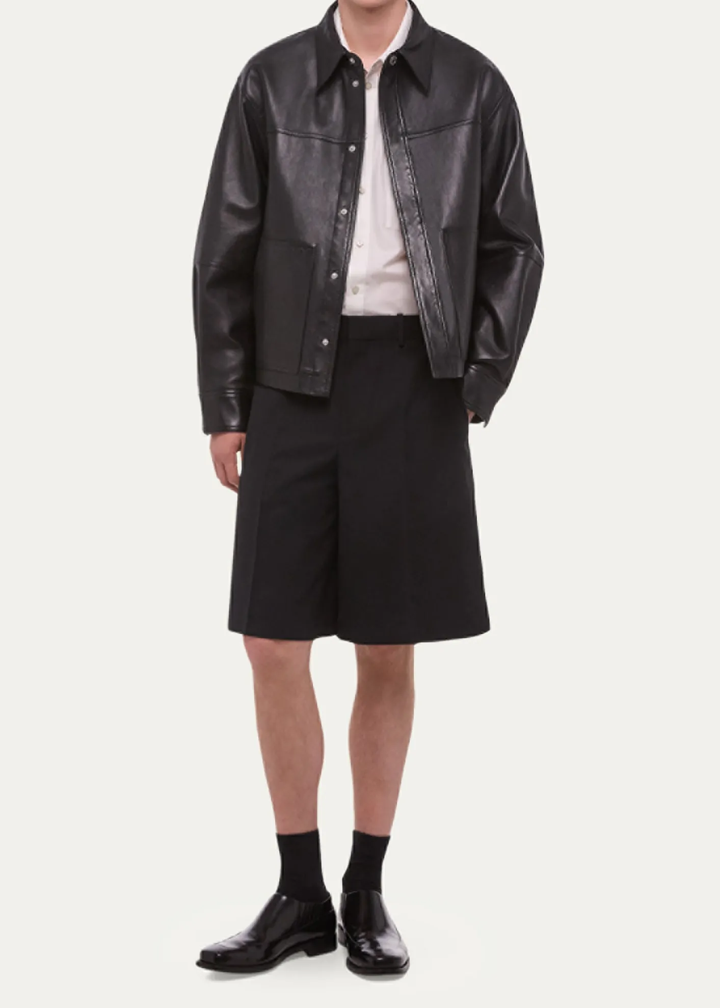 Helmut LangMen's Bonded Leather Snap-Front Jacket