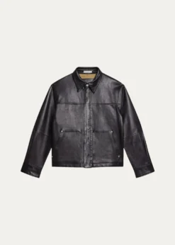 Helmut LangMen's Bonded Leather Snap-Front Jacket