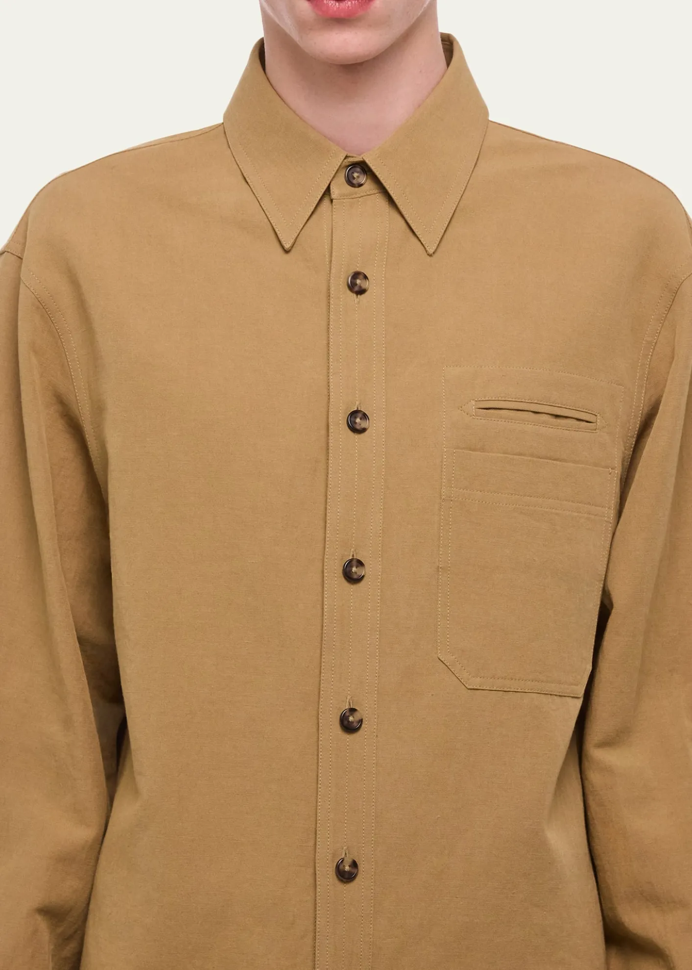 Helmut LangMen's Sailor Slub Cotton and Linen Overshirt