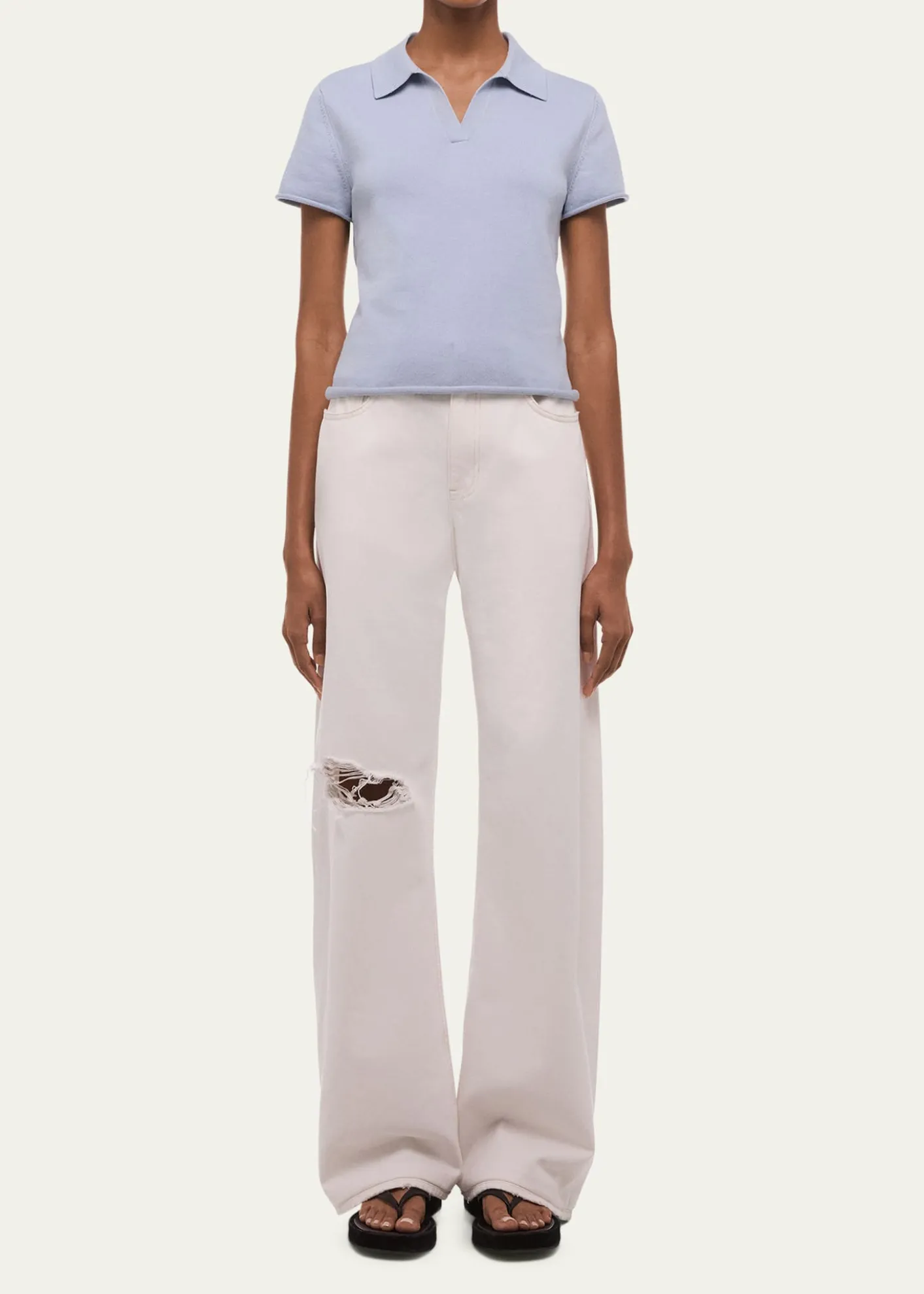 Helmut LangShort-Sleeve Shrunken Polo Shirt