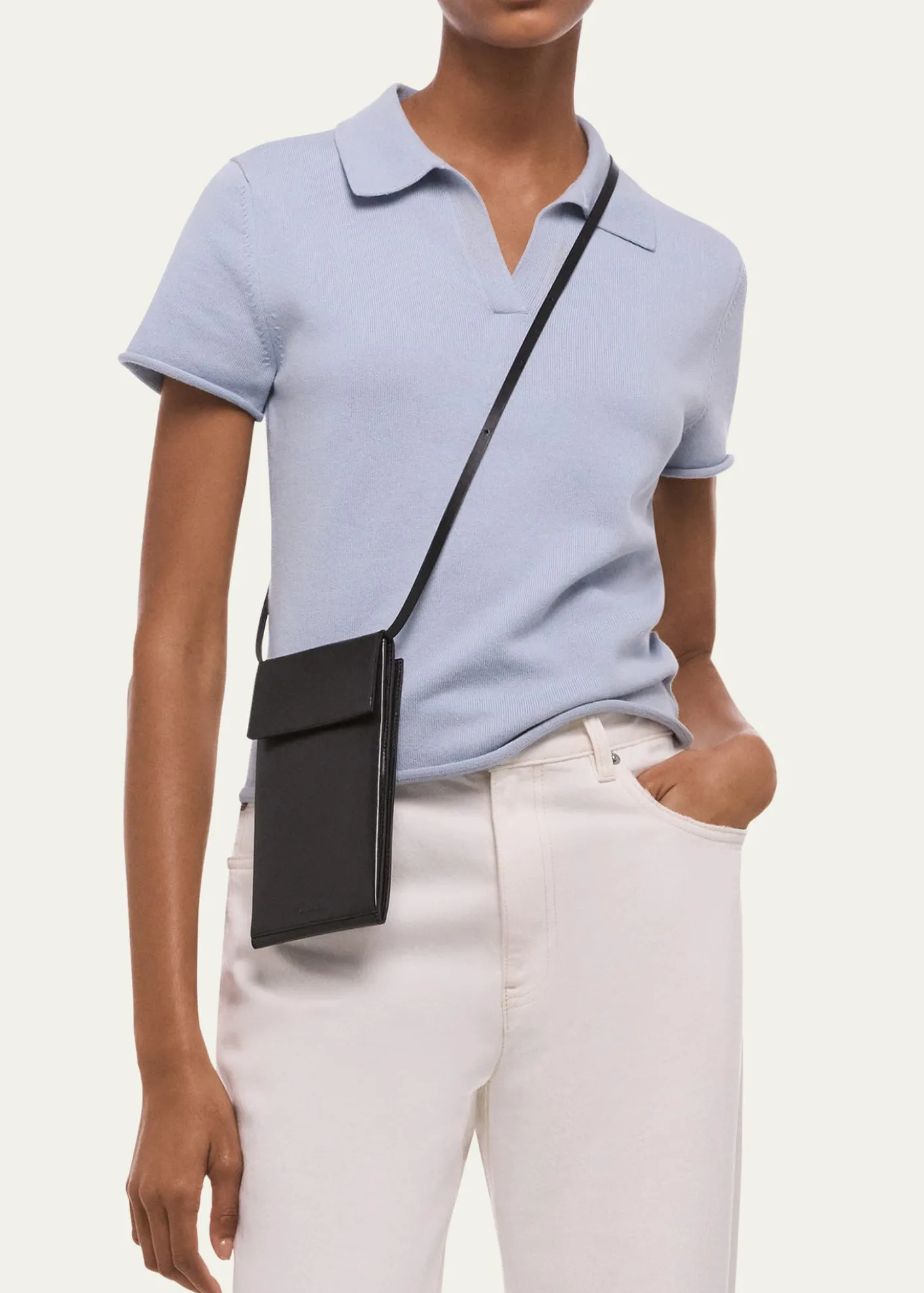 Helmut LangShort-Sleeve Shrunken Polo Shirt