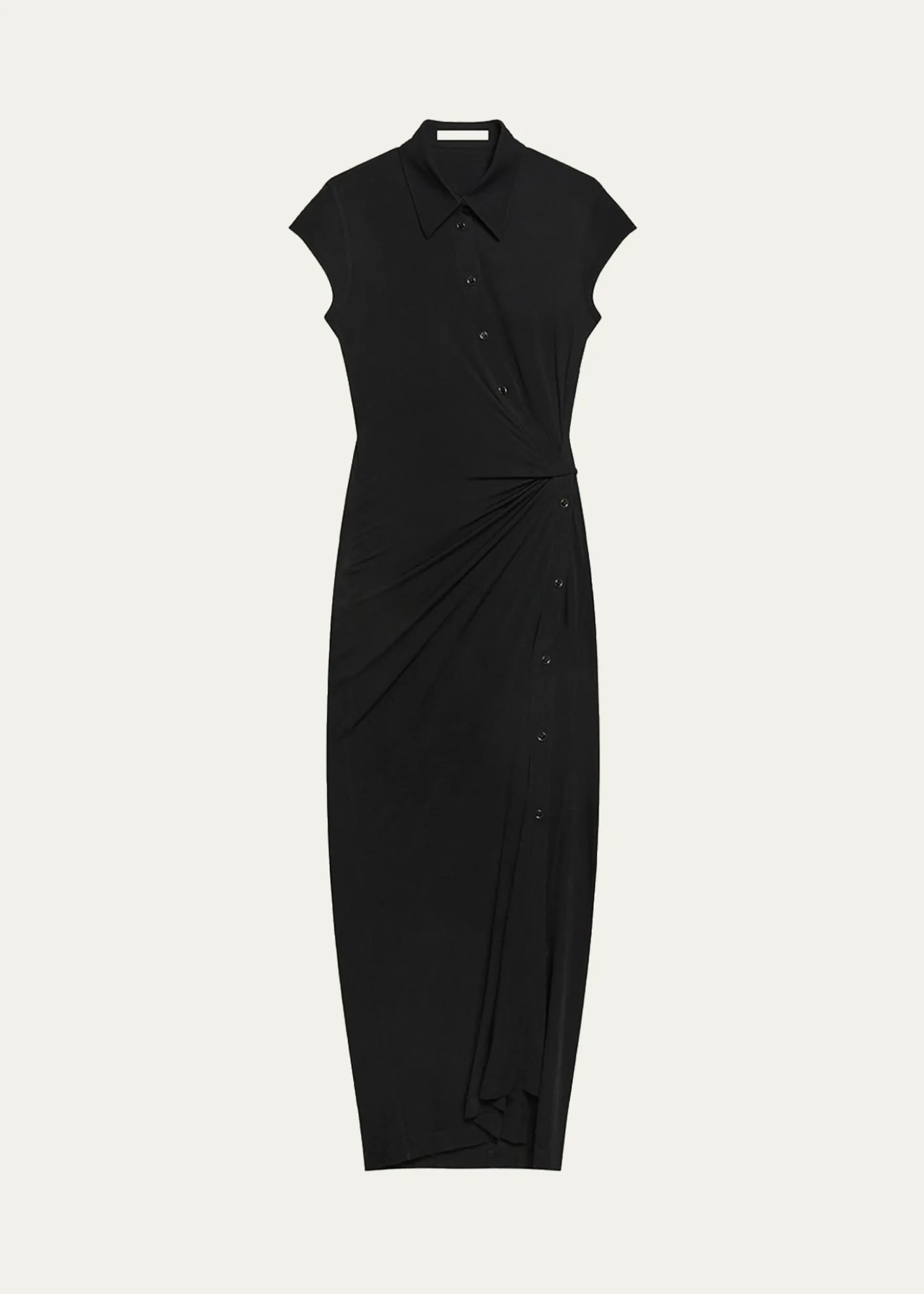 Helmut LangShort-Sleeve Twist Jersey Midi Dress