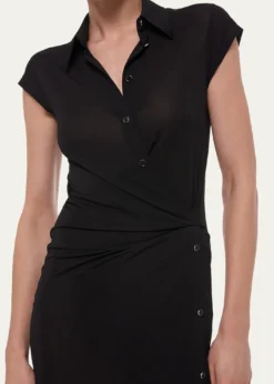 Helmut LangShort-Sleeve Twist Jersey Midi Dress