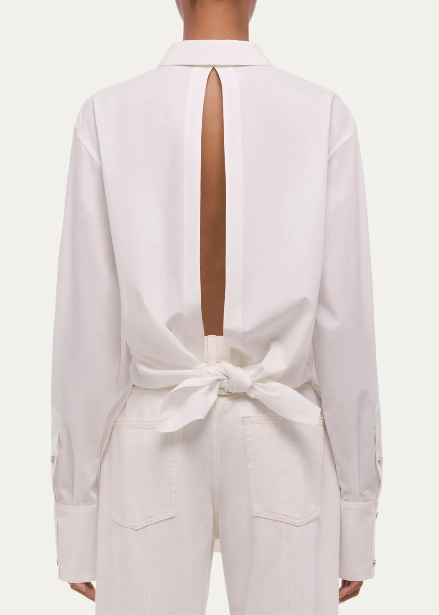 Helmut LangTie-Back Button-Front Cotton Shirt