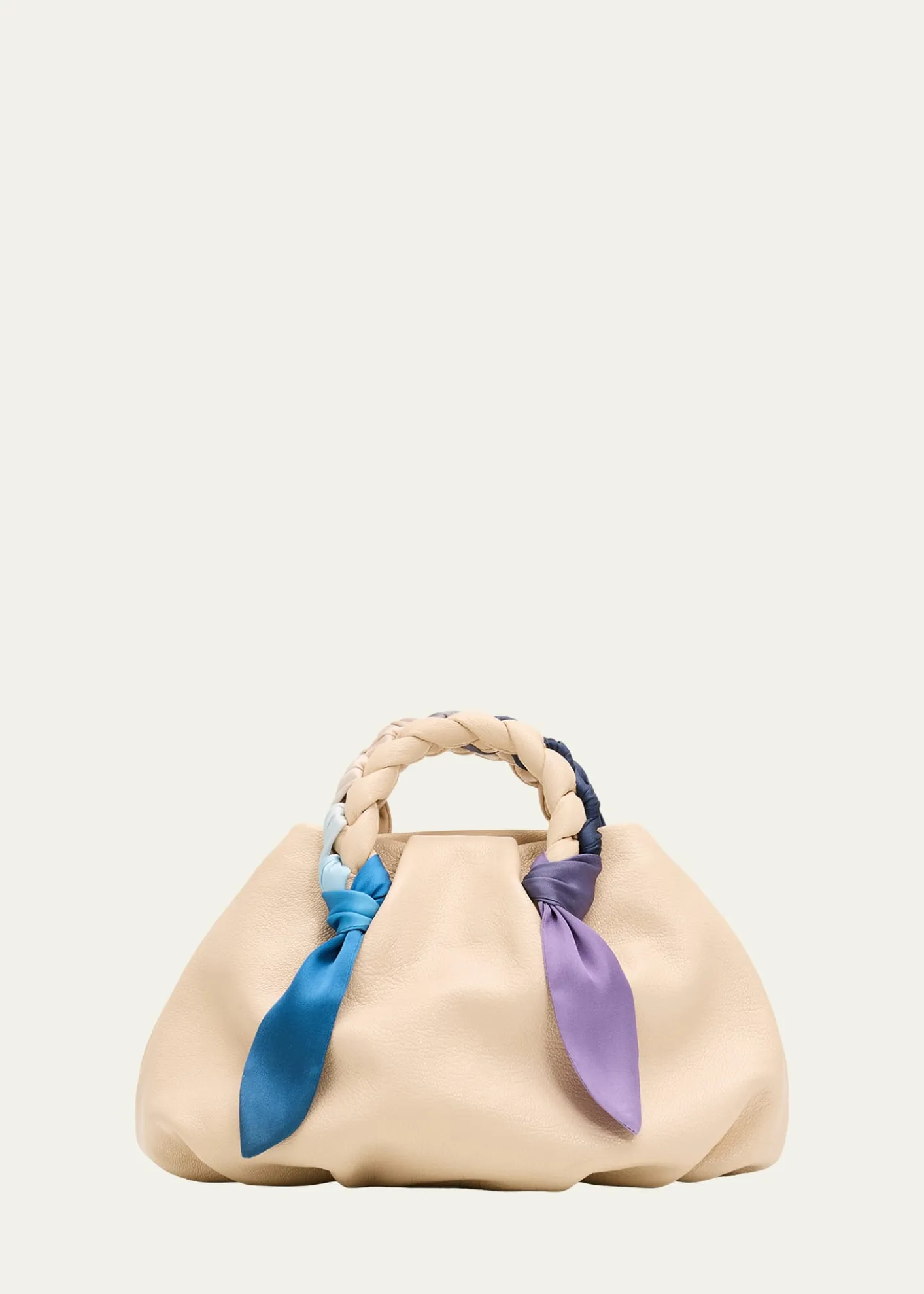 HEREUBombon Foulard Ruched Leather Top-Handle Bag