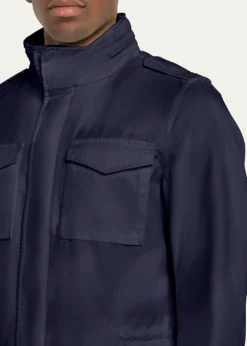 HernoMen's Cotton Concealed-Zip Safari Jacket