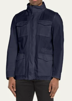 HernoMen's Cotton Concealed-Zip Safari Jacket