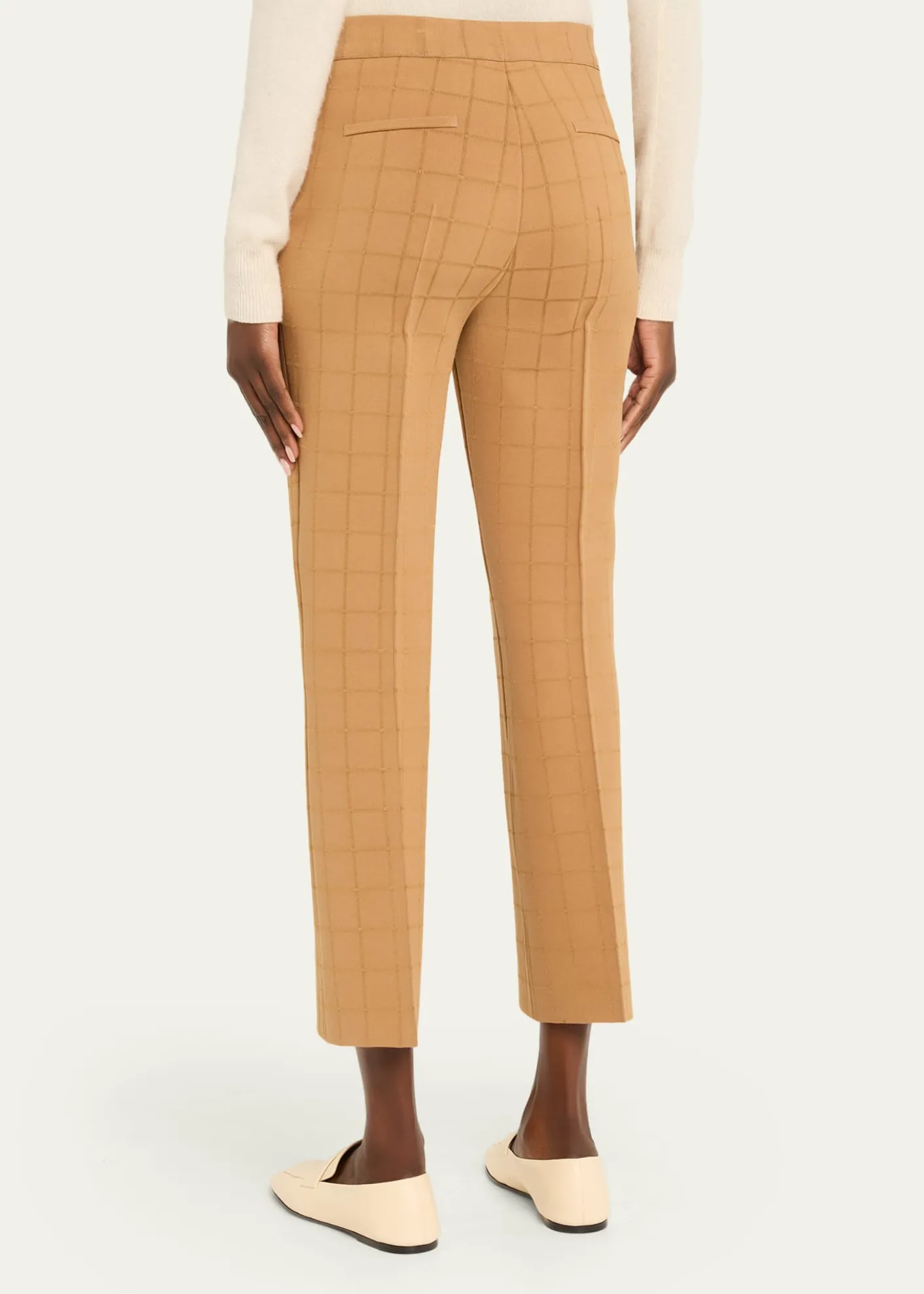 HIGH SPORTMetallic Windowpane Matte Jacquard Slim-Leg Crop Pants