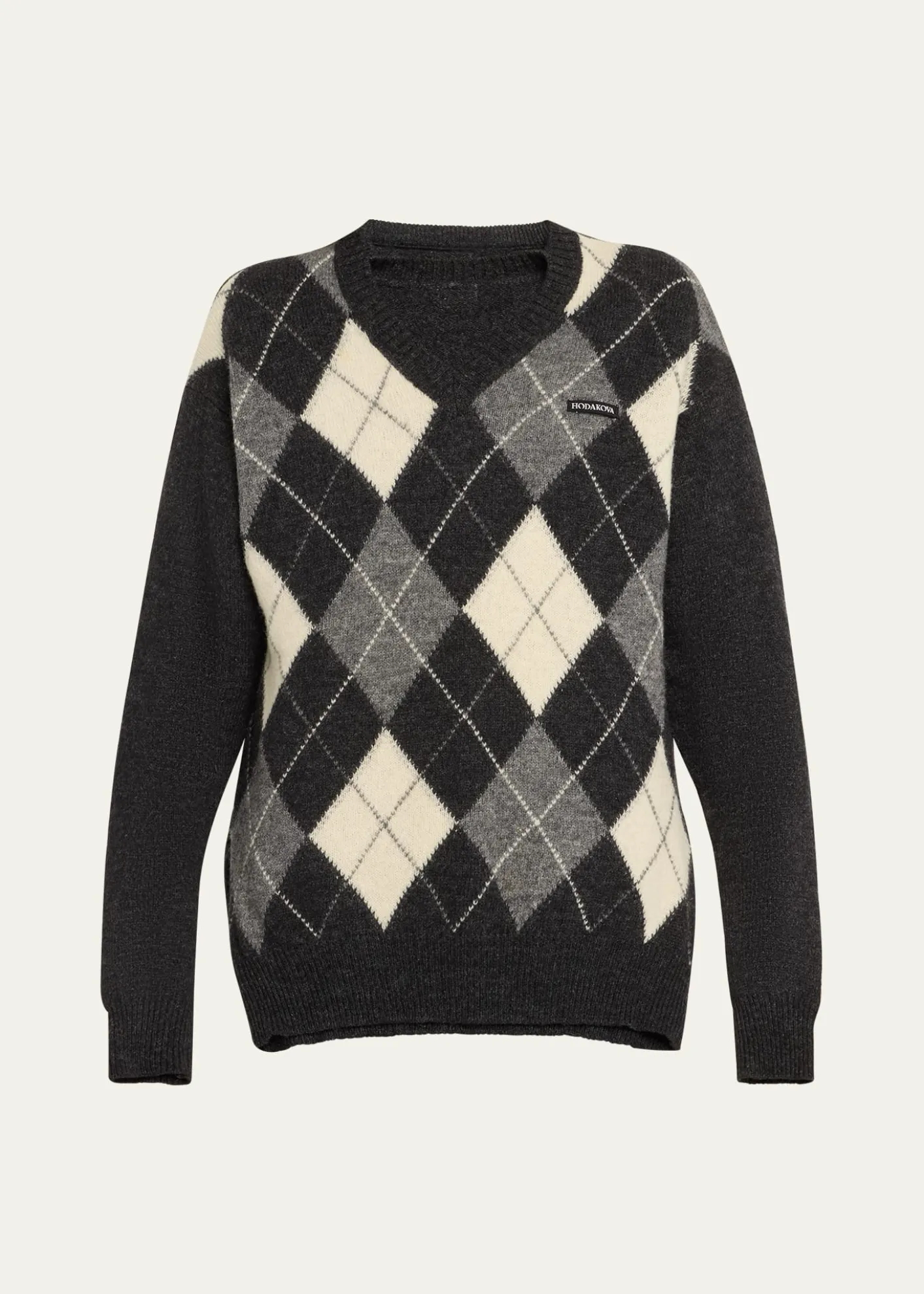 HODAKOVAAttached Argyle Knitted Wool Sweater