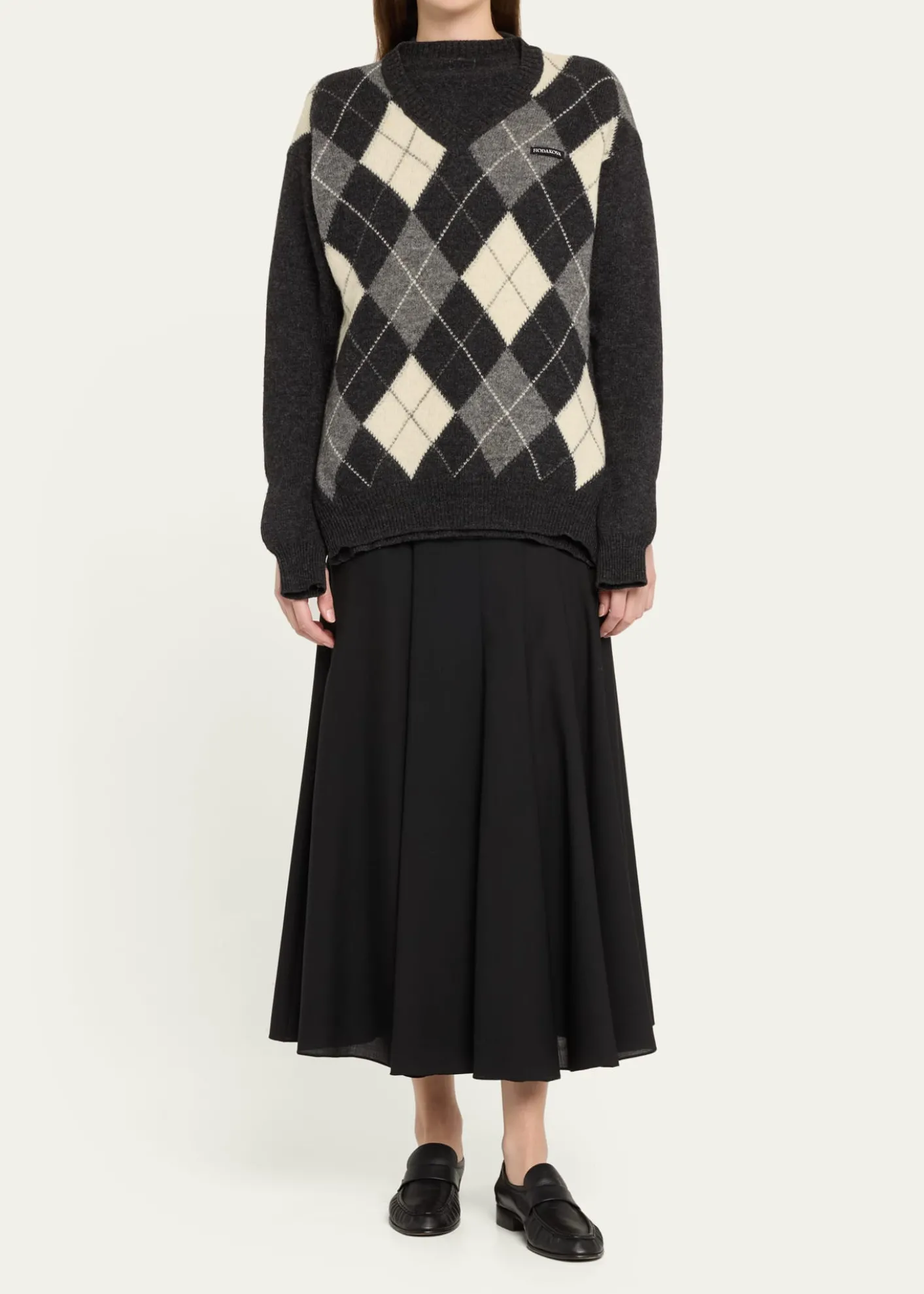 HODAKOVAAttached Argyle Knitted Wool Sweater