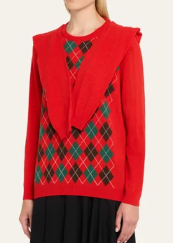 HODAKOVADouble-Sleeve Argyle Crewneck Sweater