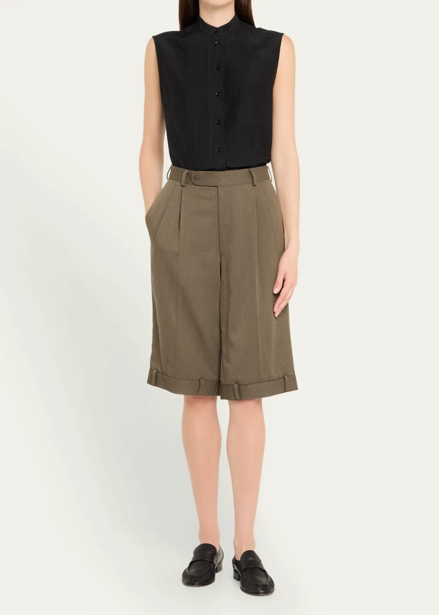 HODAKOVAUpside-Down Pleated Bermuda Shorts
