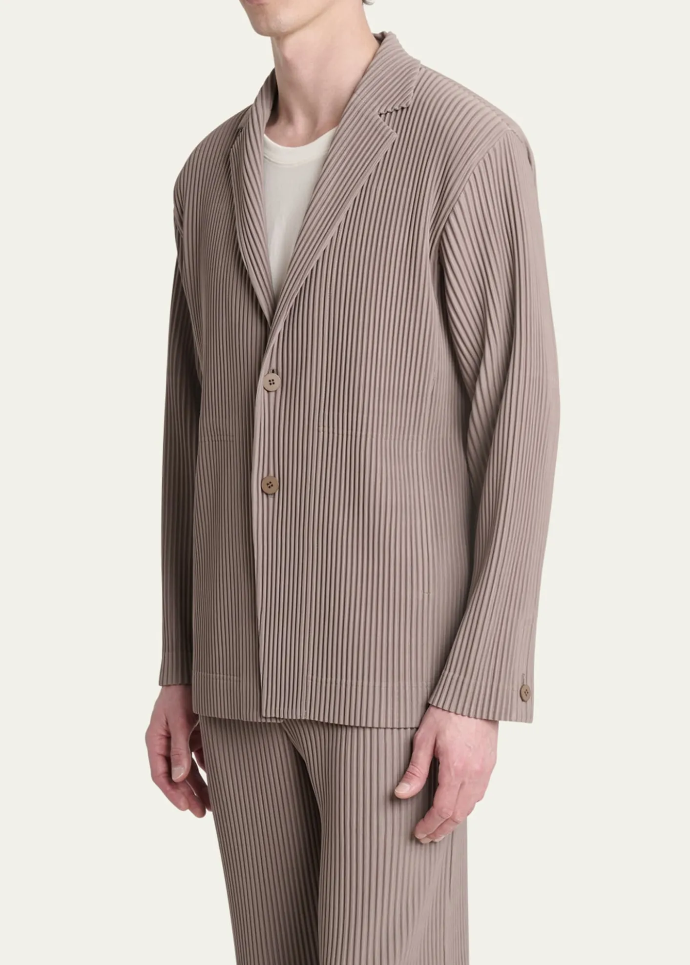 Homme Plisse Issey MiyakeMen's Pleated Single-Breasted Sport Coat