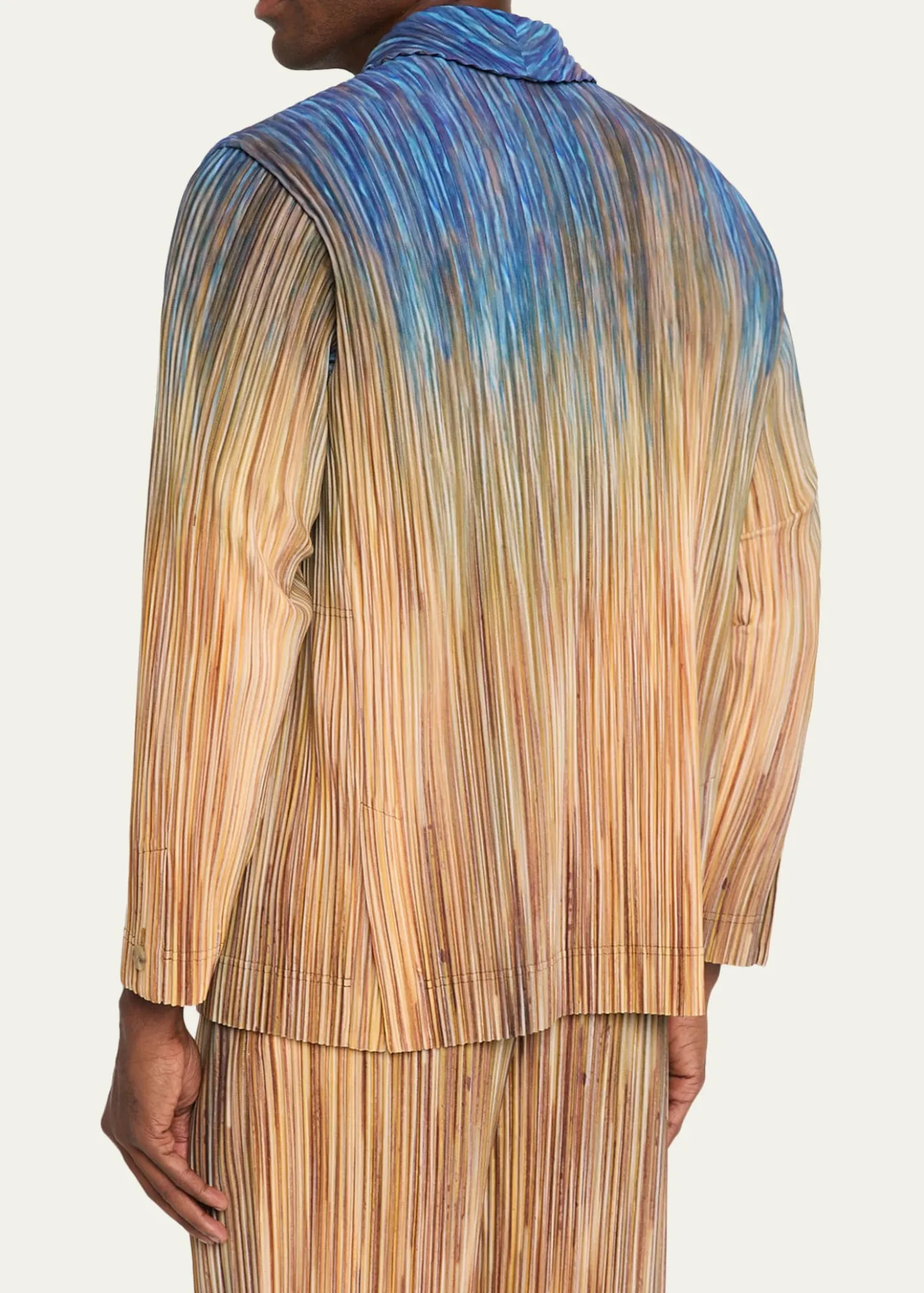 Homme Plisse Issey MiyakeMen's Paintbrush Agate-Print Pleated Single-Breasted Blazer