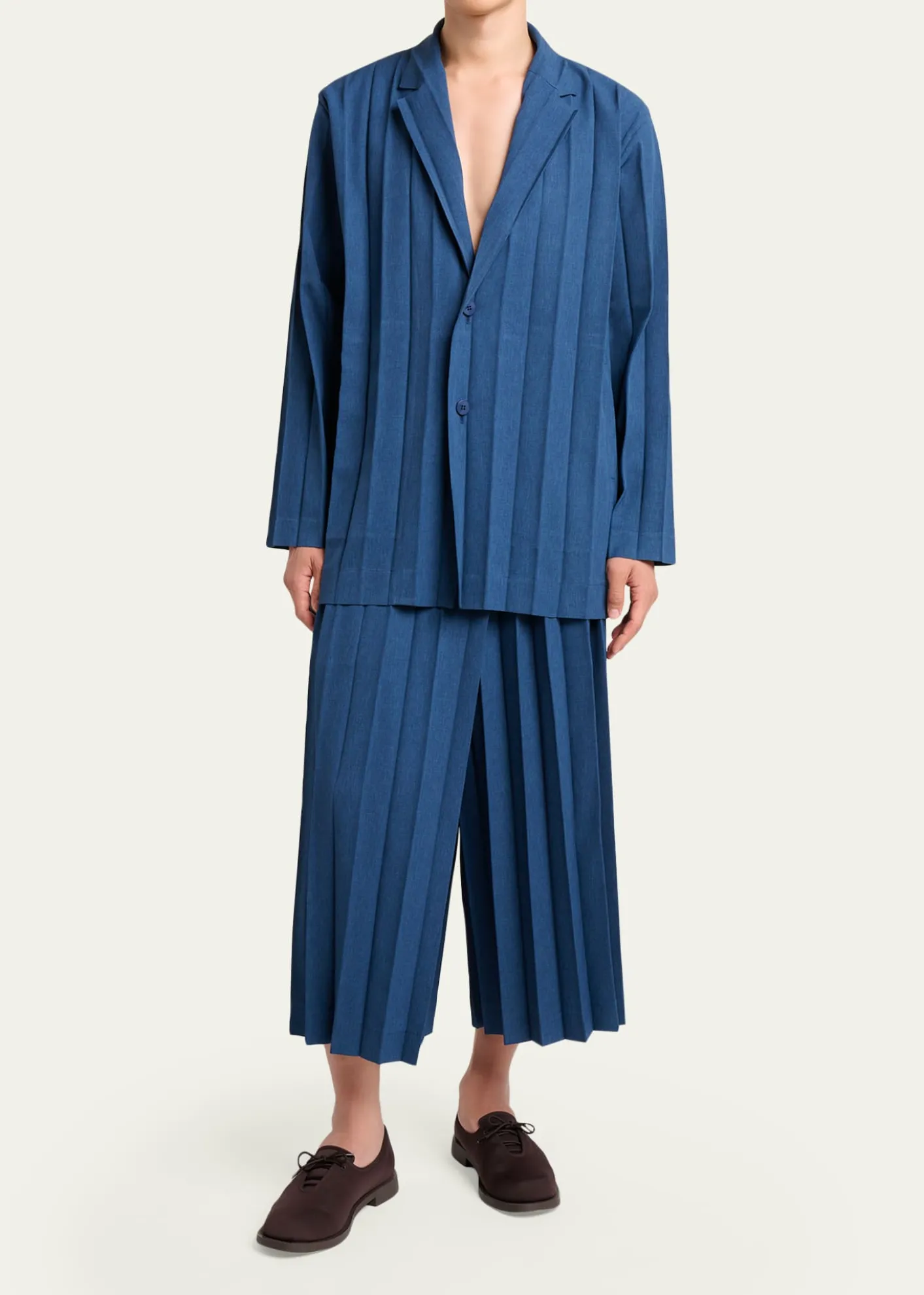 Homme Plisse Issey MiyakeMen's Edge Ensemble Single-Breasted Pleated Jacket