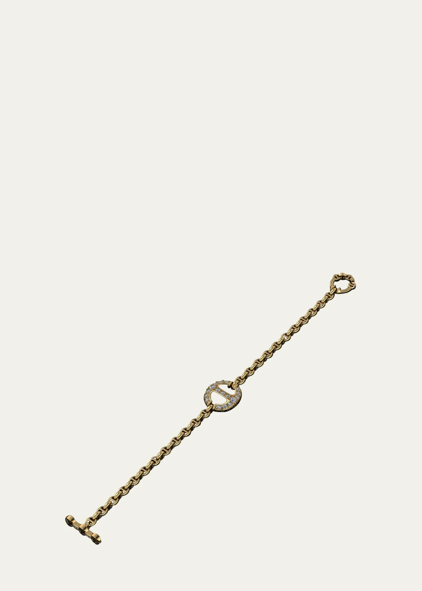 Hoorsenbuhs18k Yellow Gold Chain Bracelet with White Diamond Station