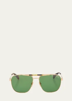 HoorsenbuhsTortoise & Golden Titanium Aviator Sunglasses