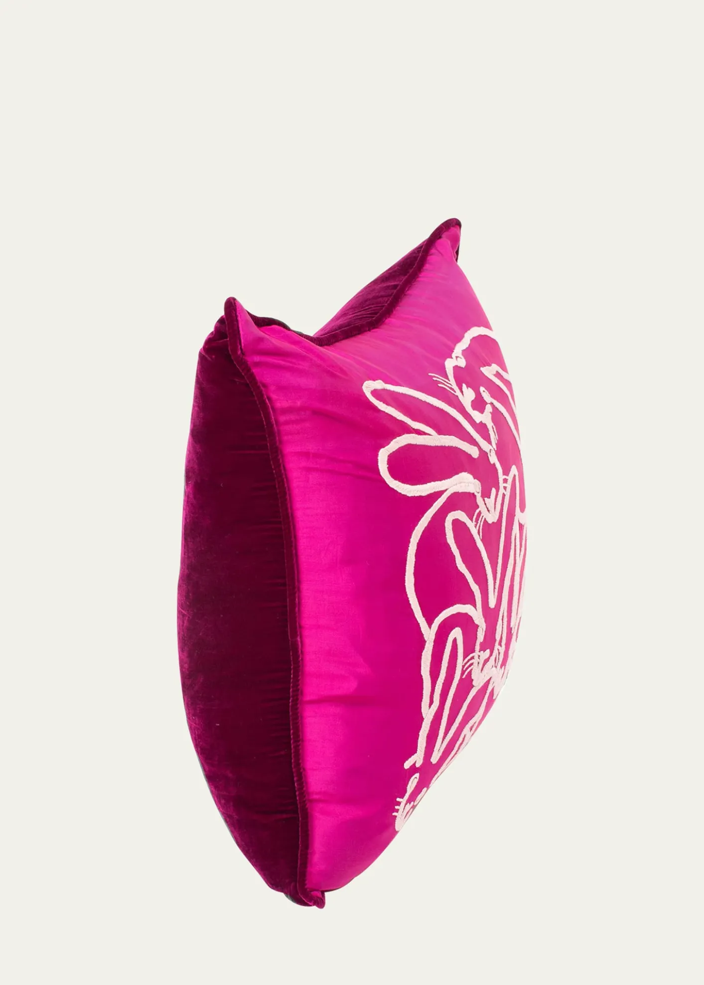 Hunt SlonemEmbroidered Silk & Velvet Seven Bunny Pillow, 22"