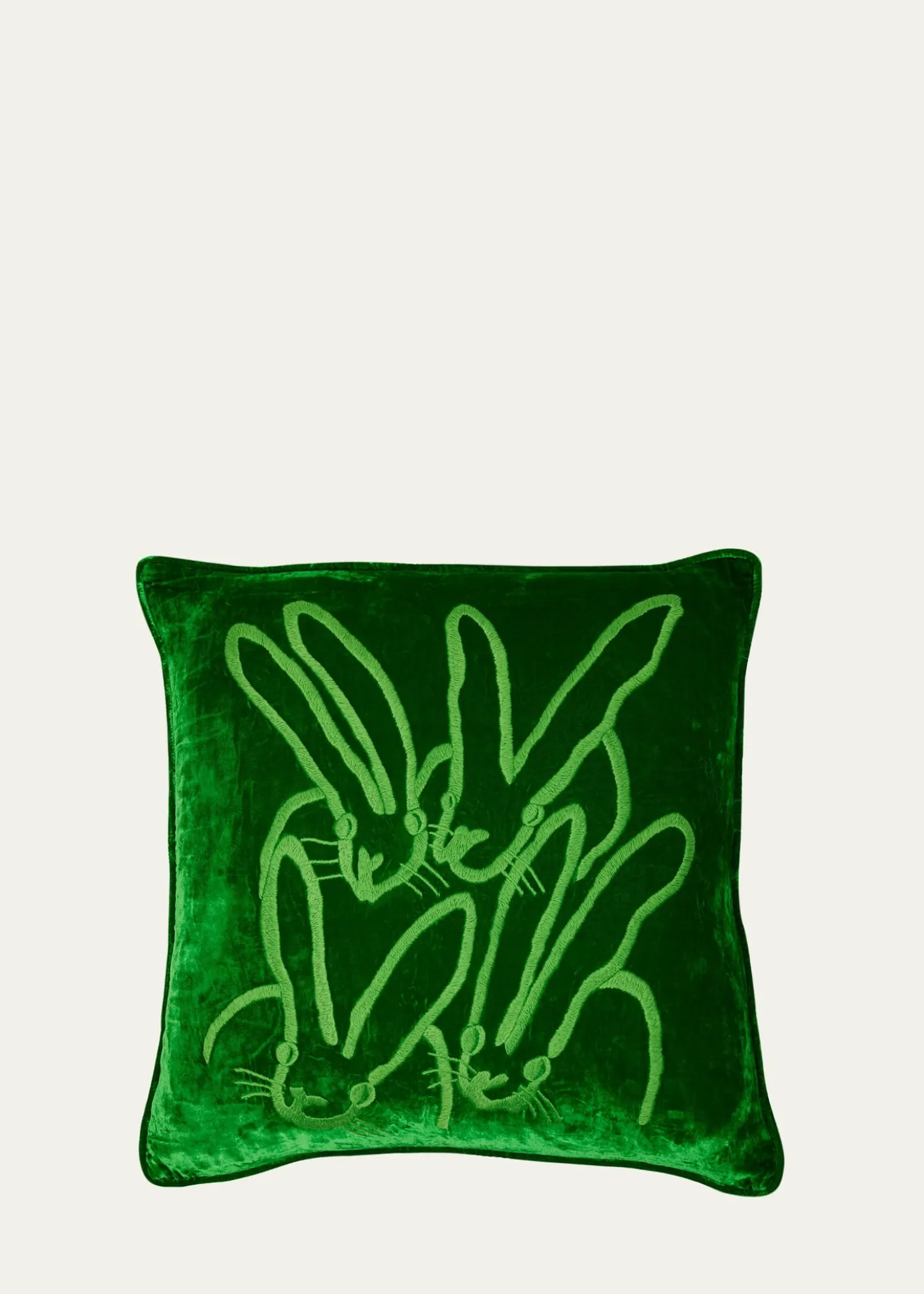 Hunt SlonemHand Embroidered Velvet Decorative Pillow, 22" Square