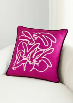 Hunt SlonemHand Embroidered Silk Bunny Pillow