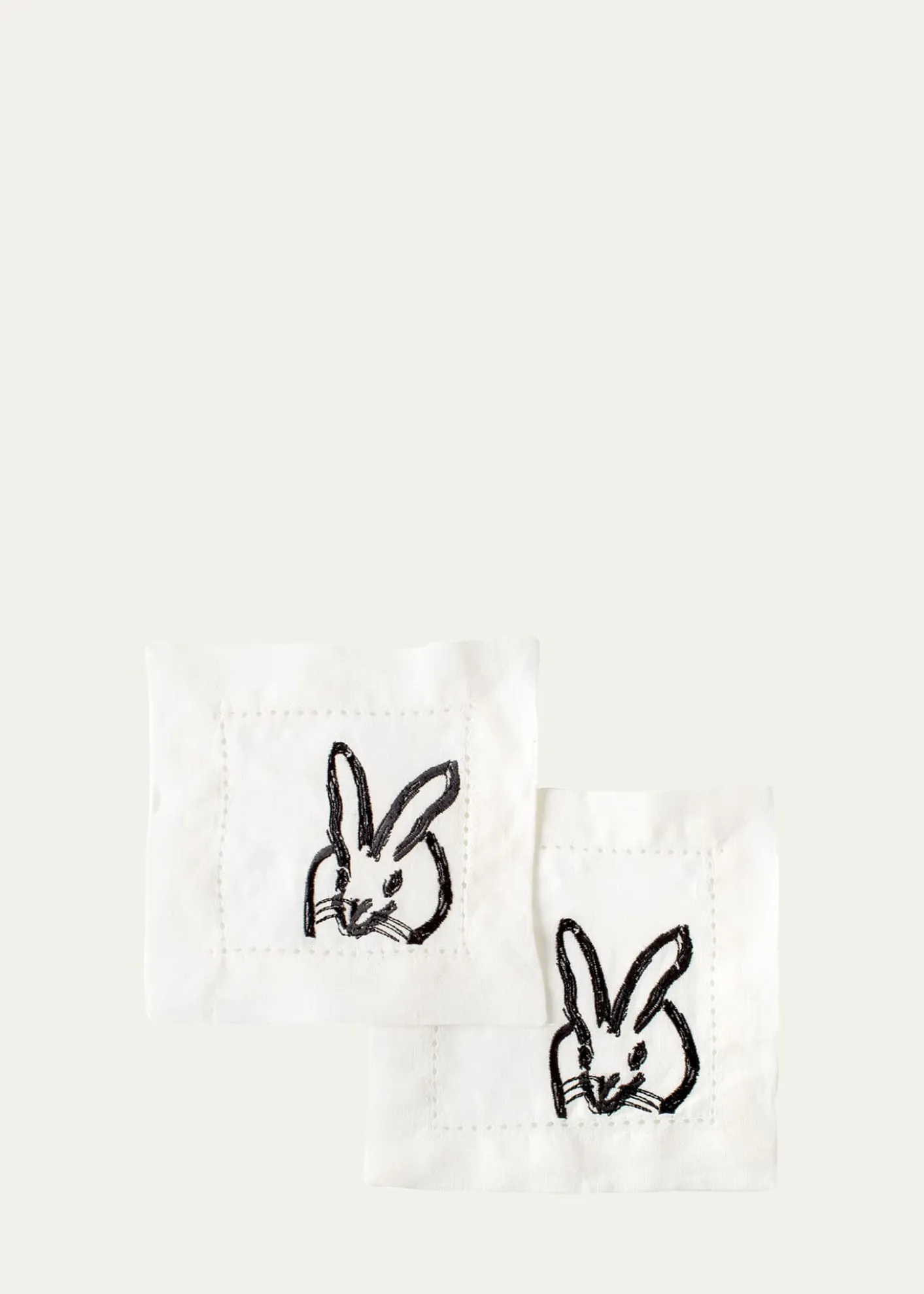 Hunt SlonemPainted Bunny Embroidered Linen Cocktail Napkins, Set of 6