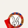 Hunt SlonemPainted Bunny Embroidered Dinner Napkin, Red/Gold
