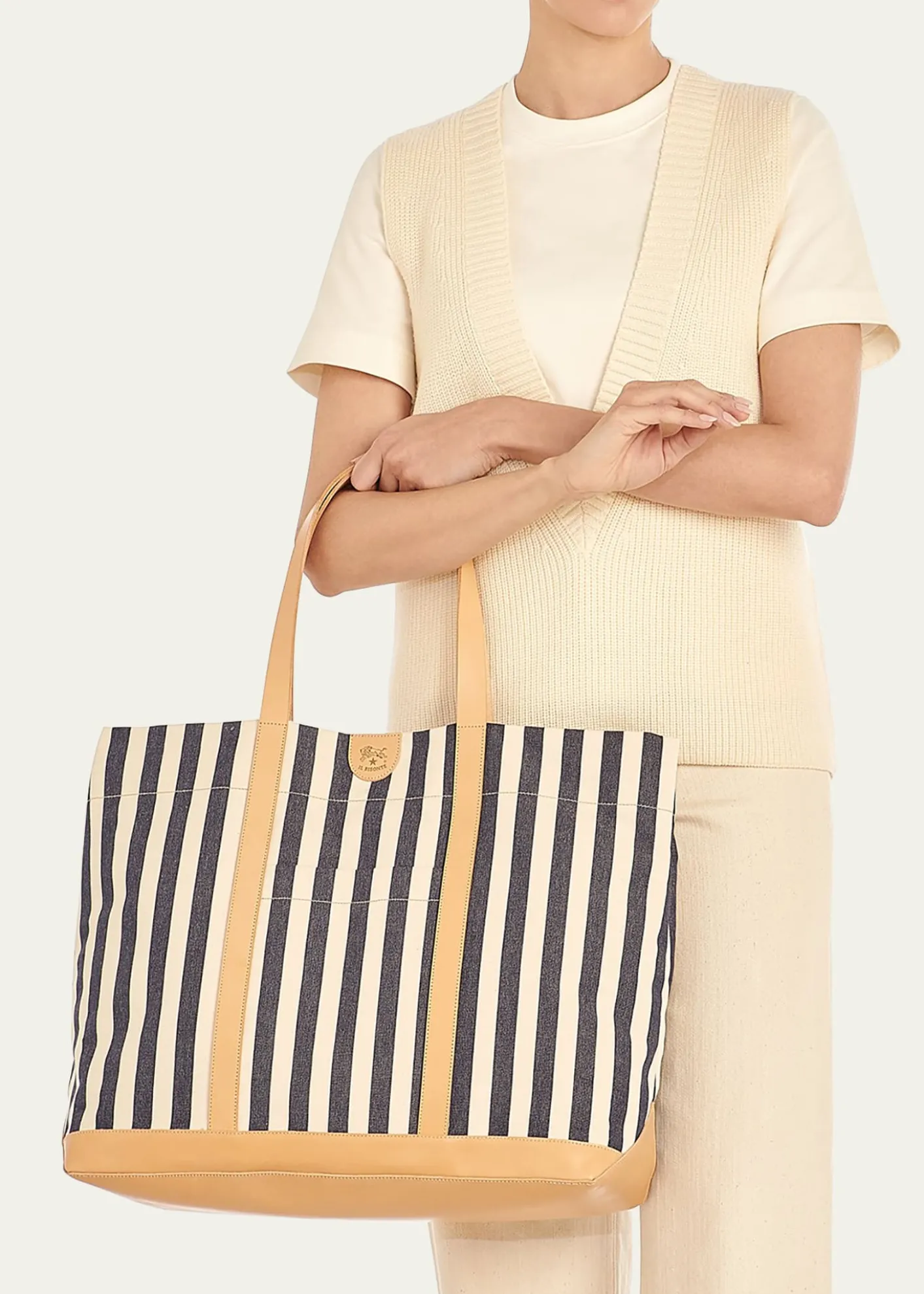 Il BisonteCaramella Large Canvas Shopper Tote Bag