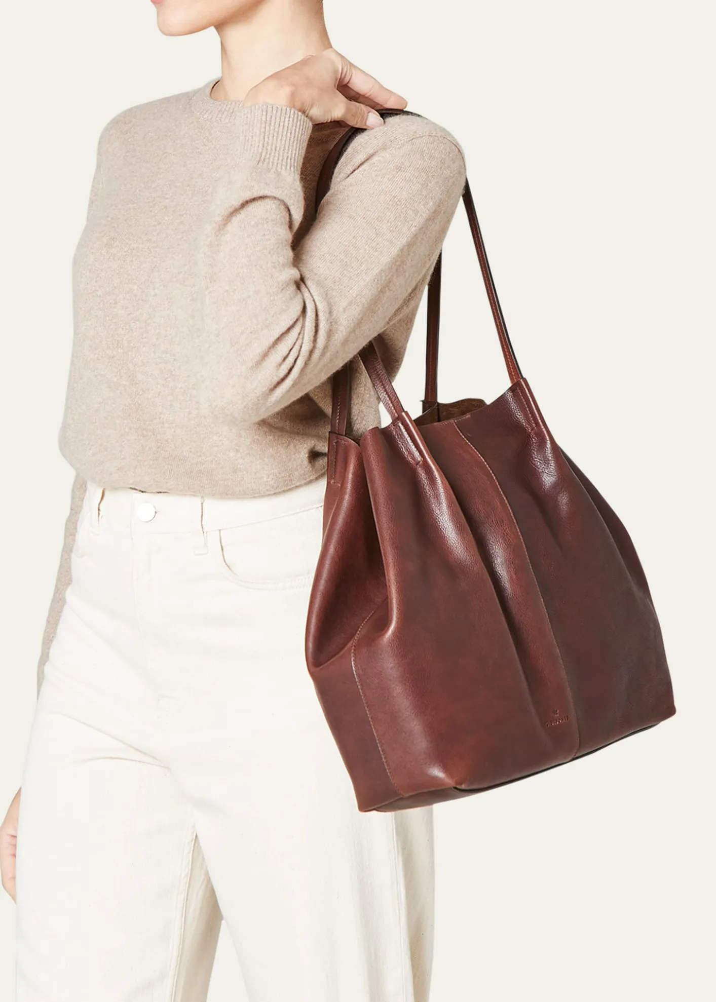 Il BisonteNina Pleated Leather Tote Bag