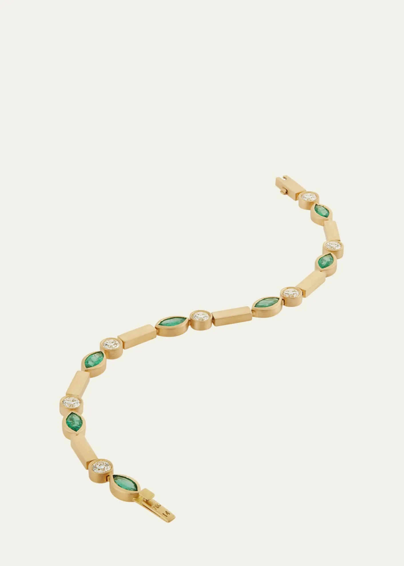 ILEANA MAKRIEmerald Navette Stream Bracelet with Diamonds in 18K Yellow Gold