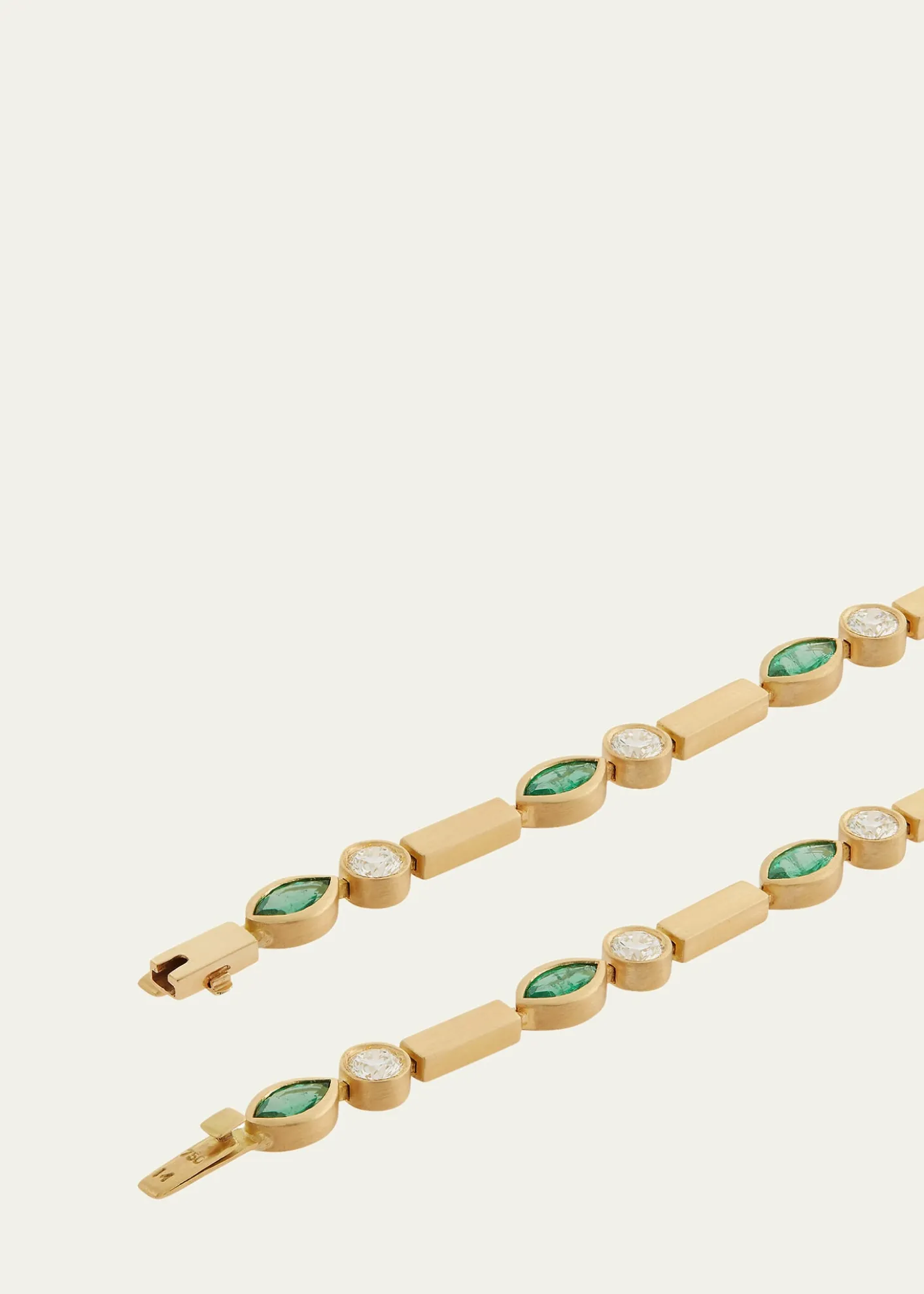 ILEANA MAKRIEmerald Navette Stream Bracelet with Diamonds in 18K Yellow Gold