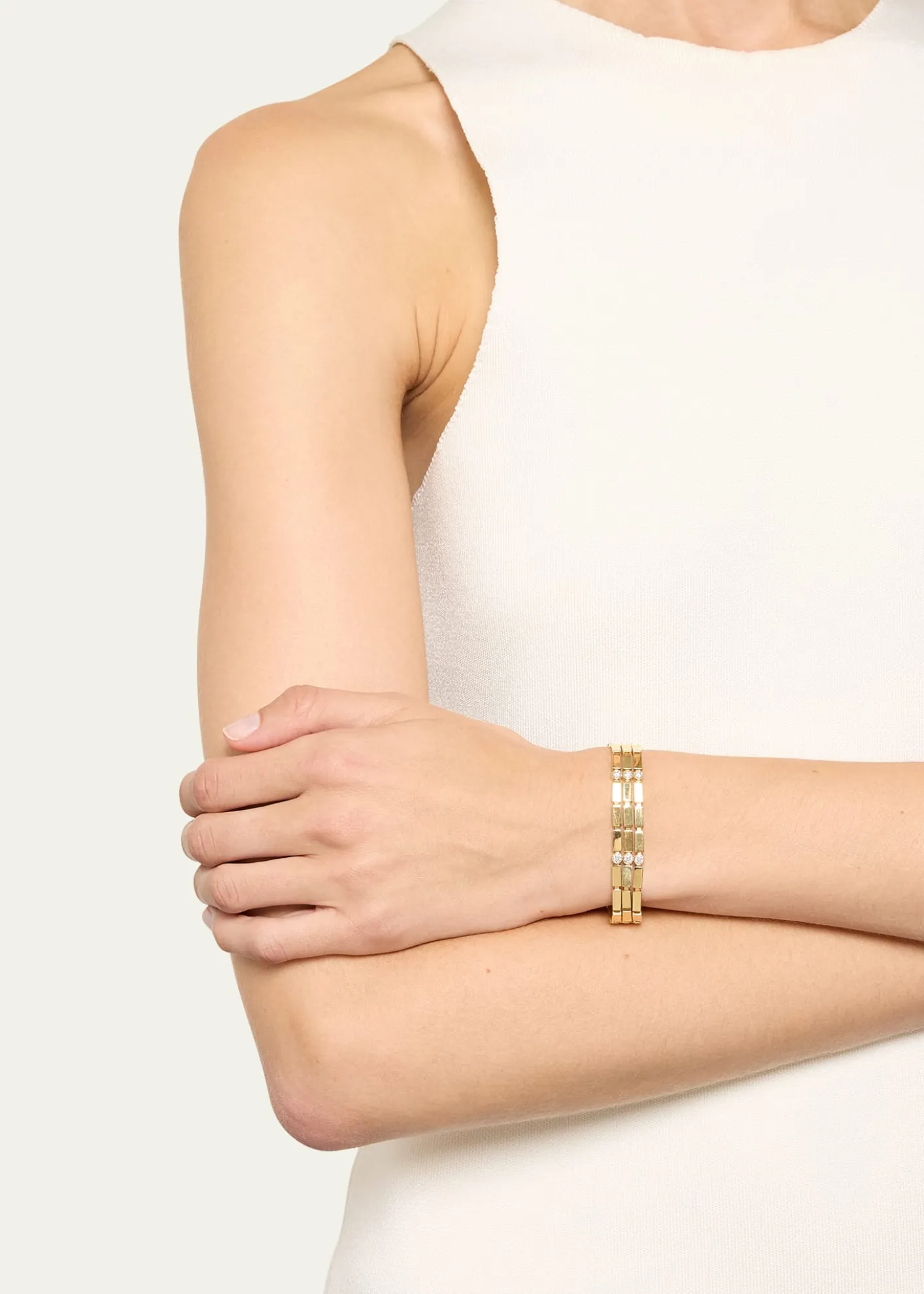 ILEANA MAKRI18K Yellow Gold Stepping Stone Multi Bracelet with White Diamonds