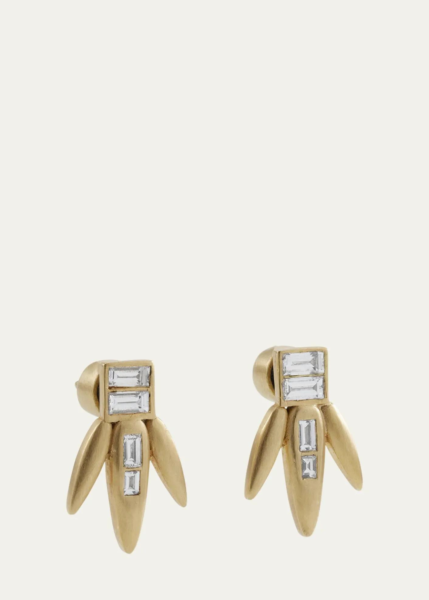 ILEANA MAKRIBaguette Diamond Grass Straw Earrings in 18K Yellow Gold