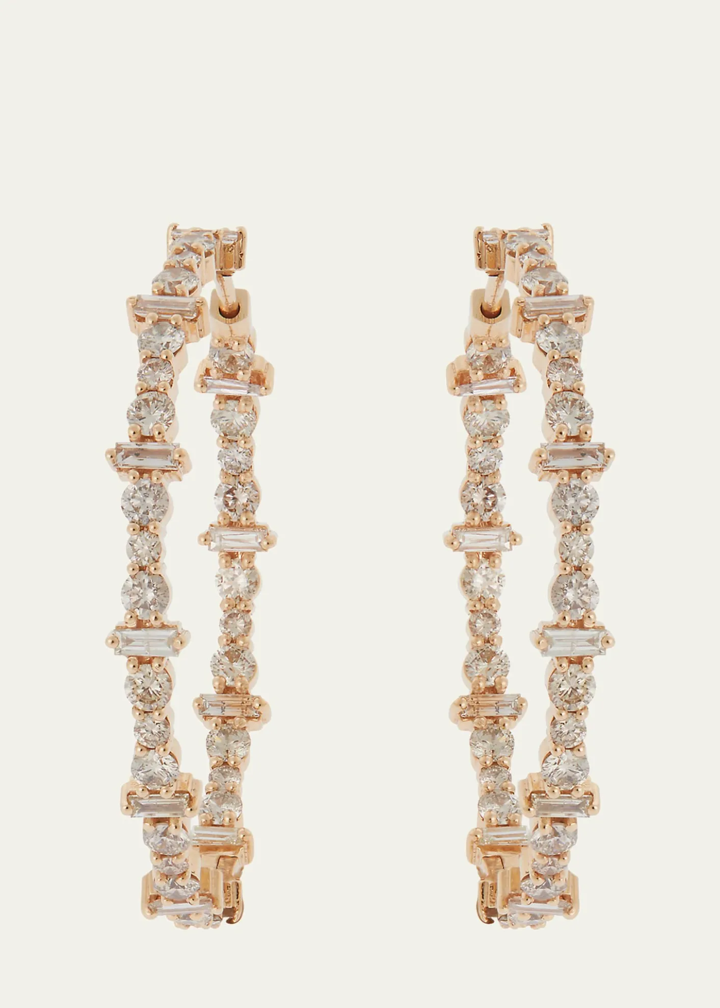 ILEANA MAKRIChampagne Diamond Inside Out Hoop Earrings in 18K Yellow Gold