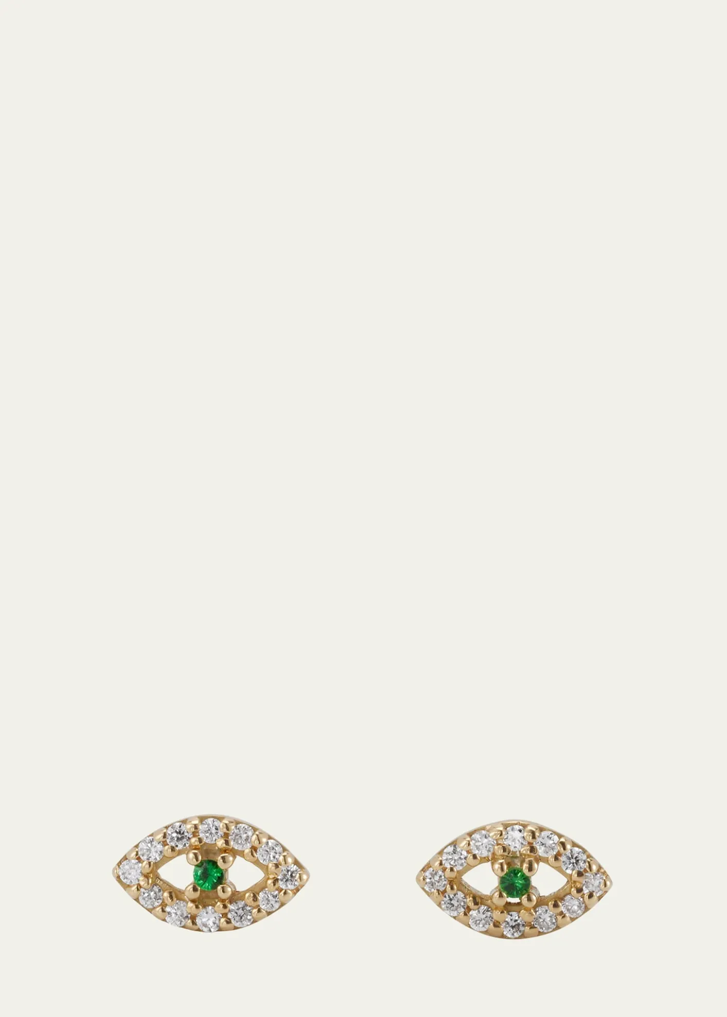 ILEANA MAKRI18K Gold Kitten Eye Stud Earrings with Diamonds