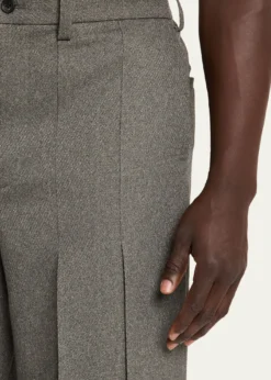 IM MENMen's Wool Like Light Pleated Trousers