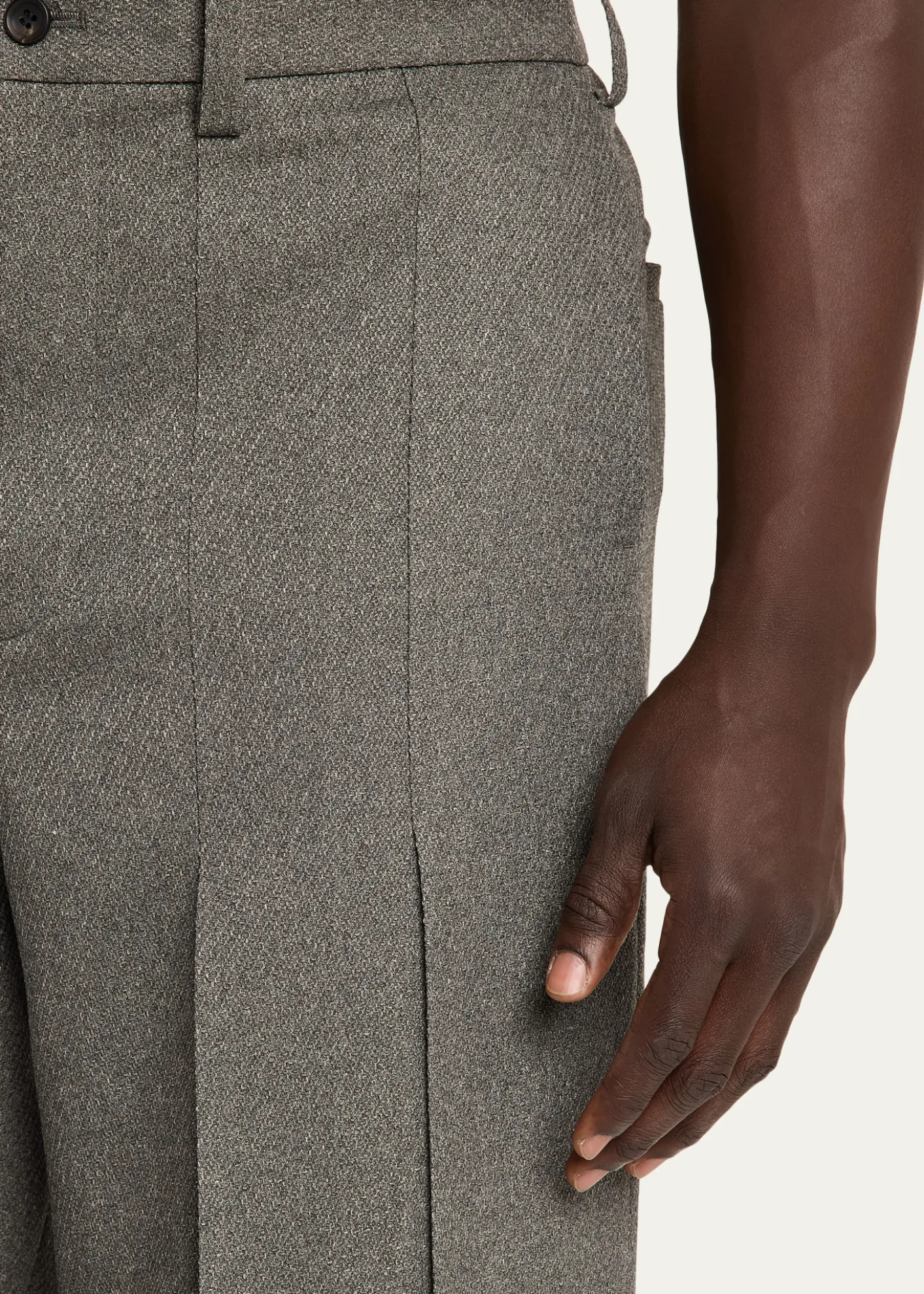 IM MENMen's Wool Like Light Pleated Trousers