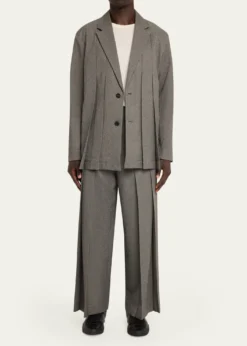 IM MENMen's Wool Like Light Pleated Trousers