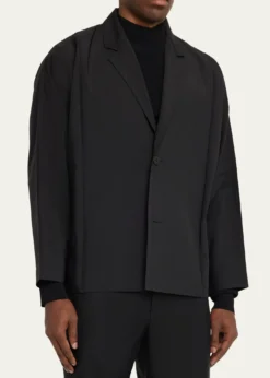 IM MENMen's Black Flat Loose Fit Jacket