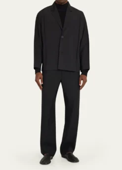 IM MENMen's Black Flat Loose Fit Jacket