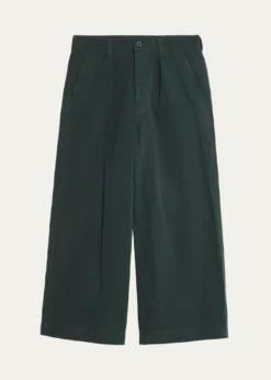 IM MENMen's Cotton Double-Pleated Wide Leg Trousers