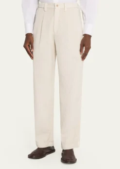 IM MENMen's Cotton Pigment Pleated Straight-Leg Trousers