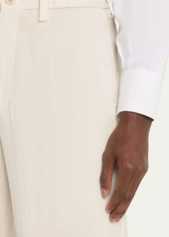 IM MENMen's Cotton Pigment Pleated Straight-Leg Trousers