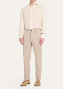 IncotexMen's Pressed-Crease Cotton Trousers