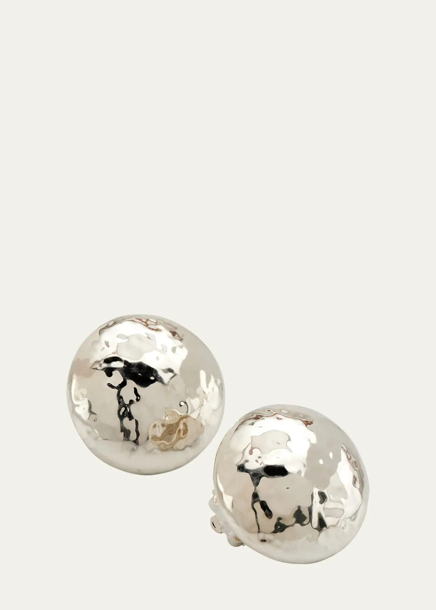 IppolitaHammered Button Stud Clip Earrings in Sterling Silver