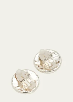 IppolitaHammered Button Stud Clip Earrings in Sterling Silver