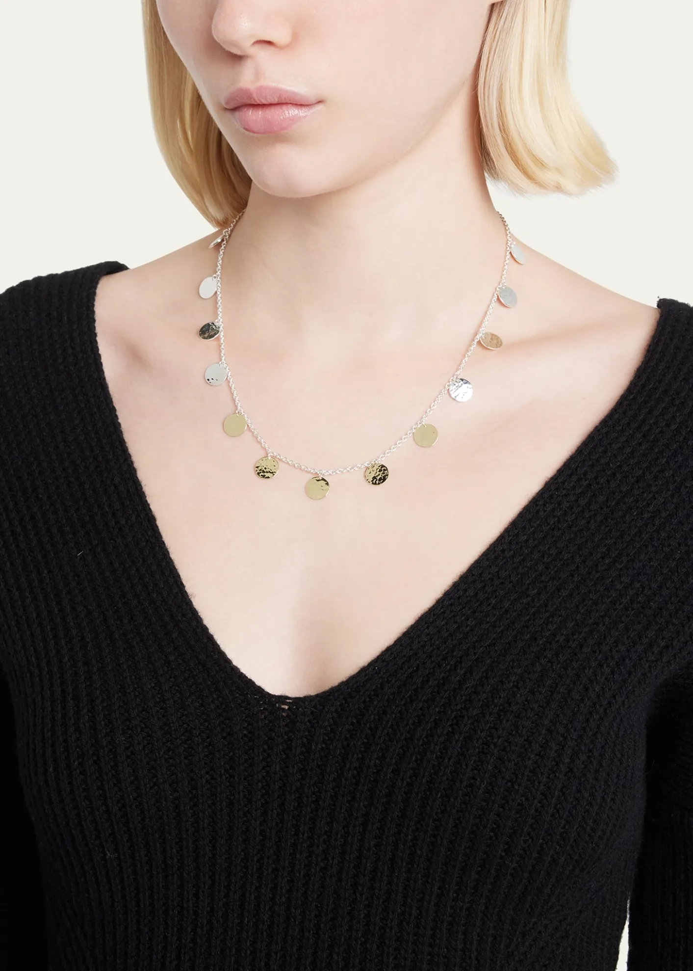 IppolitaHammered Paillette Disc Necklace in Chimera