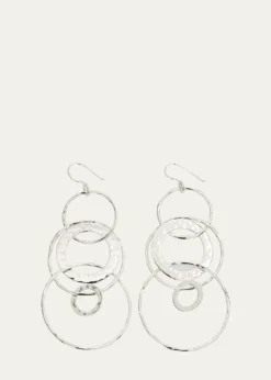 IppolitaJumbo Hammered Jet Set Earrings in Sterling Silver