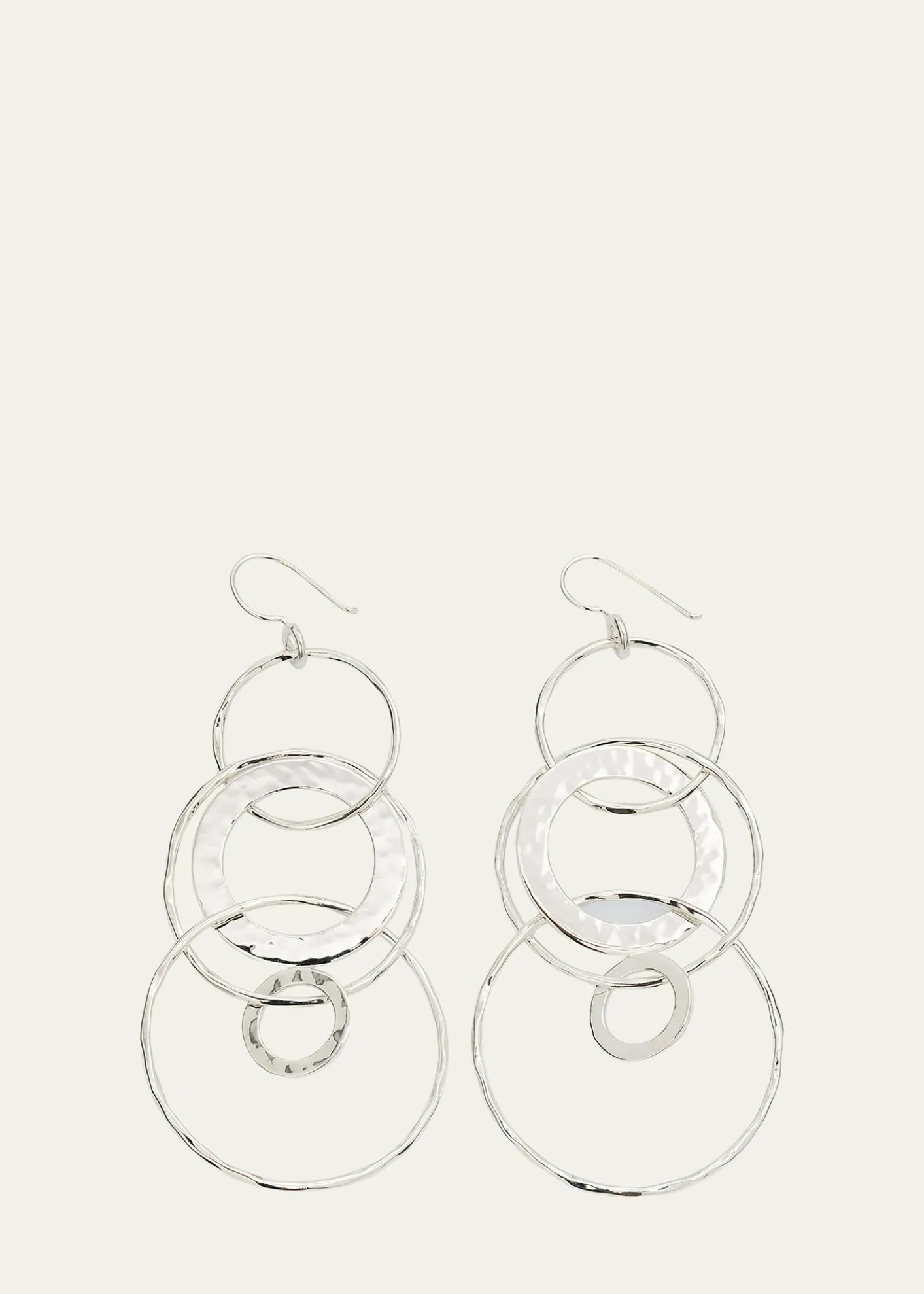 IppolitaJumbo Hammered Jet Set Earrings in Sterling Silver